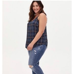 Torrid “Ava” Navy Plaid Cami Tank